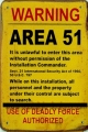 Rusty Blechschild - WARNING AREA 51 - 20X30CM